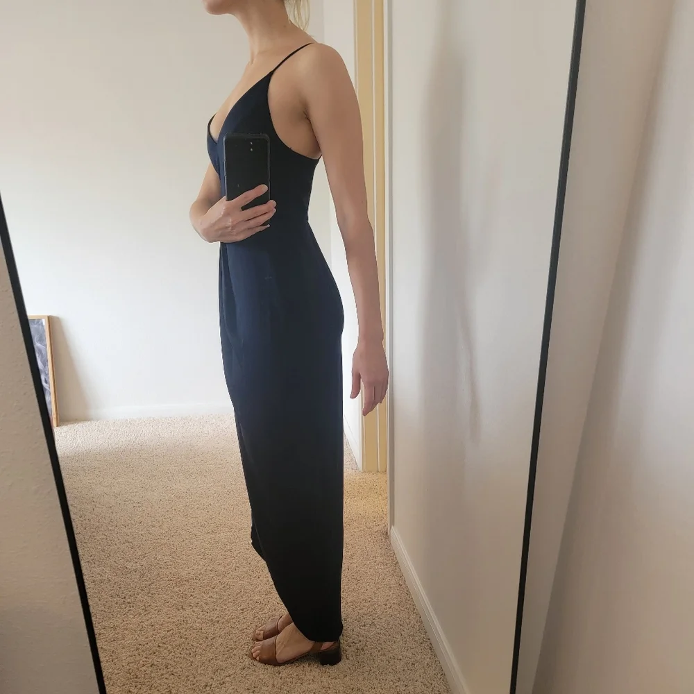NWT Shona Joy Draped Cocktail Dress In Navy - Picture 5 of 10